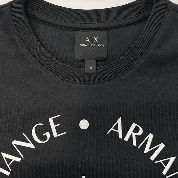 ARMANI EXCHANGE black pullover fleece sweatshirt relaxed fit Sz small - Picture 3 of 9